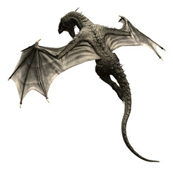 Fototapeta premium 3d render black dragon, fantasy creature