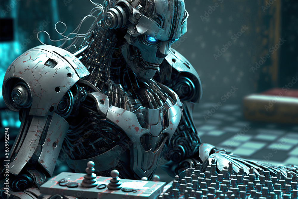 Aufkleber robotic thought or computation. generative ai