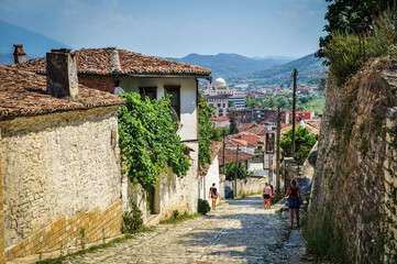 Street view in Berat, Albania - obrazy, fototapety, plakaty