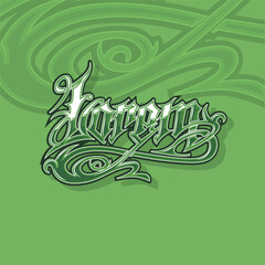 Vector tattoo lettering Lorem. Calligraphy Gothic inscription.