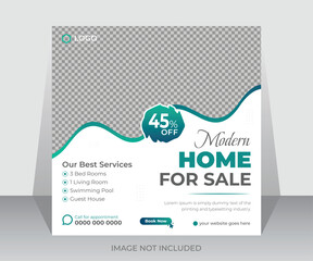 Real estate home for sale  social media banner and web ads banner promotion post design template
