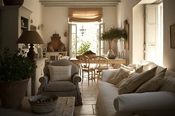 A Traditional Greek Living Room in Full Bloom 3. Generative AI.