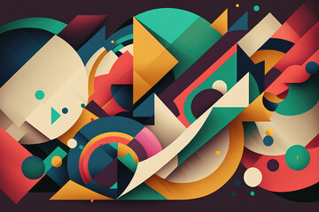 Abstract geometric colorful background image, Ai generated