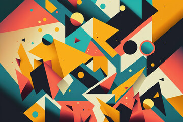 Abstract geometric colorful background image, Ai generated