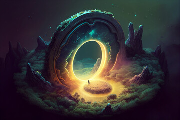 Portal on another planet, wormhole to an alien world