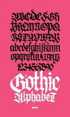 Gothic. Vector. Uppercase letters. Beautiful and stylish calligraphy. Elegant European typeface for tattoo. Medieval modern style. Letters.