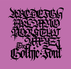 Gothic. Vector. Uppercase letters. Beautiful and stylish calligraphy. Elegant European typeface for tattoo. Medieval modern style. Letters.