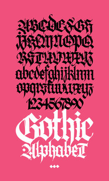 Gothic. Vector. Uppercase letters. Beautiful and stylish calligraphy. Elegant European typeface for tattoo. Medieval modern style. Letters.