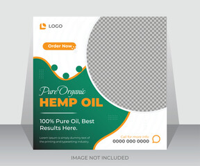 Hemp cbd oil natural pure social media banner and web ads post design template