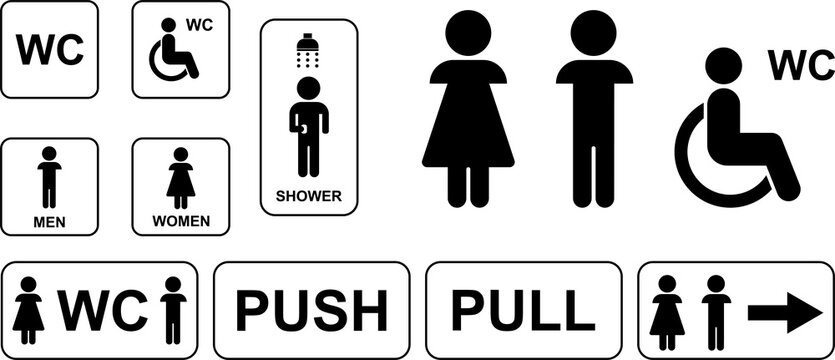 Collection of vector icons for toilet, shower.