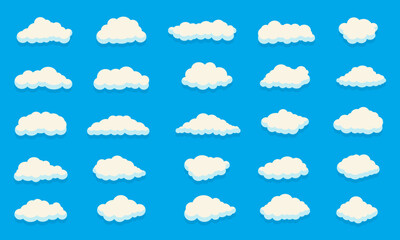 cartoon clouds collection. flat clouds vector illustration