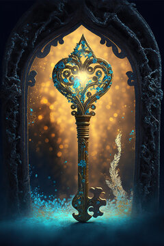 Fantasy key of frost, magic item rpg, Generative AI
