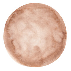 brown watercolor circle. hand drawn brown watercolor round frame
