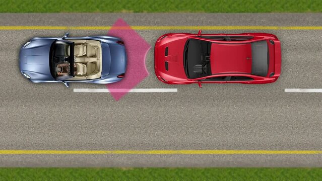 Self-driving cars and city - 3D Animation.