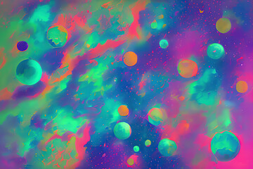Obraz na płótnie Canvas beautiful galactic space background with planets, created by AI
