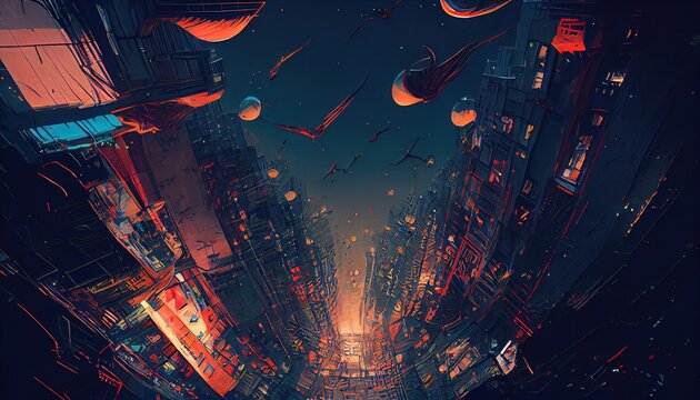 Dive into a futuristic cyberpunk cityscape in this captivating 4K anime  wallpaper 26481313 Stock Photo at Vecteezy