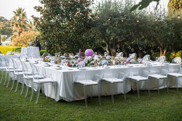 Outdoor summer wedding banquet table