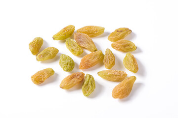 Dried fruits raisins isolated on white background.