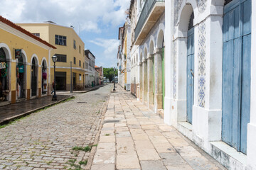 Fototapeta na wymiar Beautiful view to old historic buildings in downtown São Luís