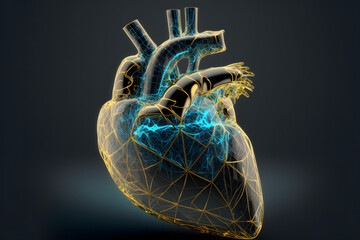 Hologram of heart, created with generative AI technology - obrazy, fototapety, plakaty