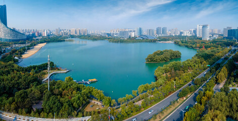 Aerial photo of Hefei urban landscape in Anhui