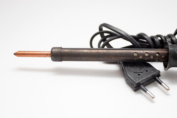 Soldering iron on white background