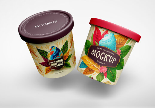 Ice Cream Cup Mockup With Editable Background