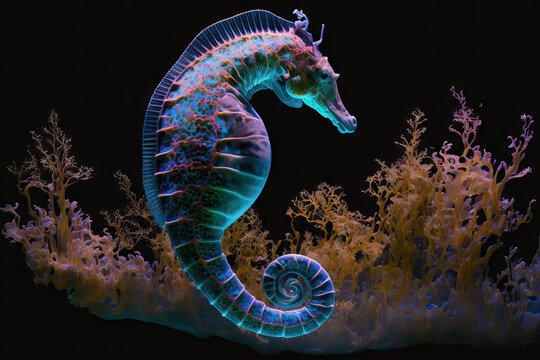 image of a seahorse underwater. Generative AI