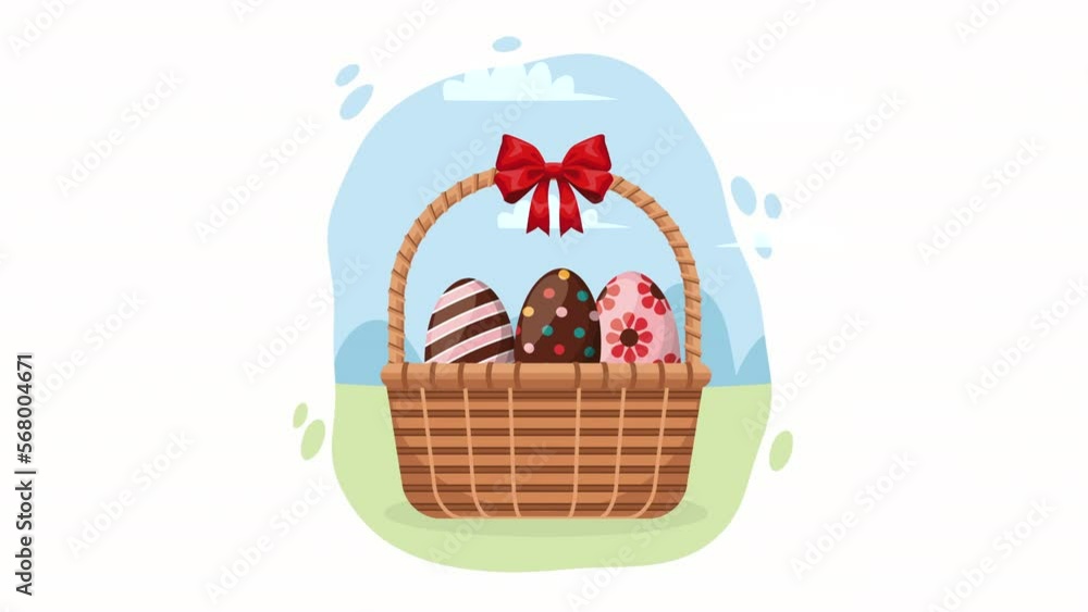 Canvas Prints basket with spring eggs painted