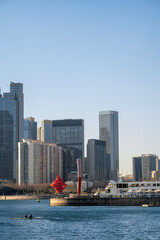 Fototapeta premium Street view of modern buildings in Qingdao Coastal Bay Area