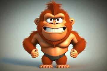 Cute Cartoon Orangutan Character Generative