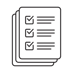 Checklist vector icon in line art style. Document icon, illustration isolated on white background for graphic and web design.