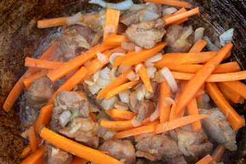 pilaf in a cauldron. Step-by-step recipe.