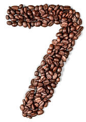 Number 7 Made of Coffee Beans Isolated