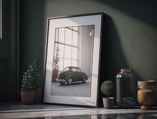 Frame mockup in modern home interior background. Mockup wall. Generative AI