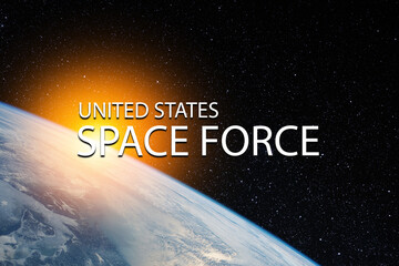 United States Space Force. The earth from space in a star field. Elements of this image furnished...
