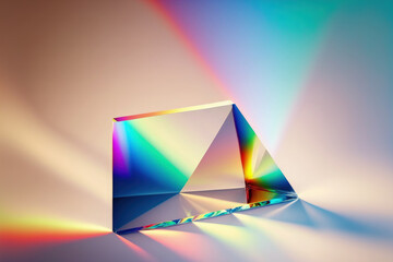 For photos and mockups, use this blurred rainbow light refraction texture overlay effect. Organic drop holographic flare on a diagonal on a white wall. Shadows for effects of natural lighting