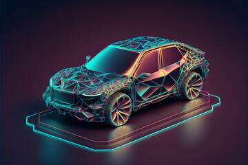 Hologram auto, created with generative AI technology