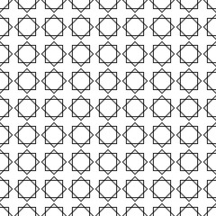 Fototapeta premium Black and white geometric seamless pattern. Retro simple minimalist pattern with black elements on the white background. Classic black and white ornament.
