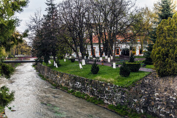 

A beautiful landscaped river that runs through the center of the city.