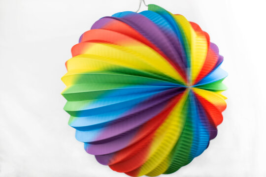 Abstract rainbow background, colorful circle, ball, paper lantern for carnival, parties.