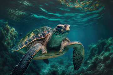 Obraz premium marine turtle. Generative AI