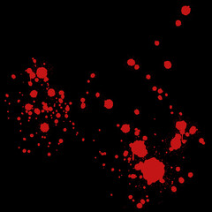 Blood splatter, horror background. Blood splash overlays on black background for art design....