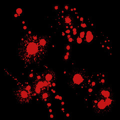Blood splatter, horror background. Blood splash overlays on black background for art design....