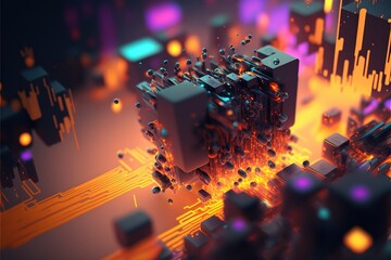 Digital illustration about Computer and Technology. Generative AI.