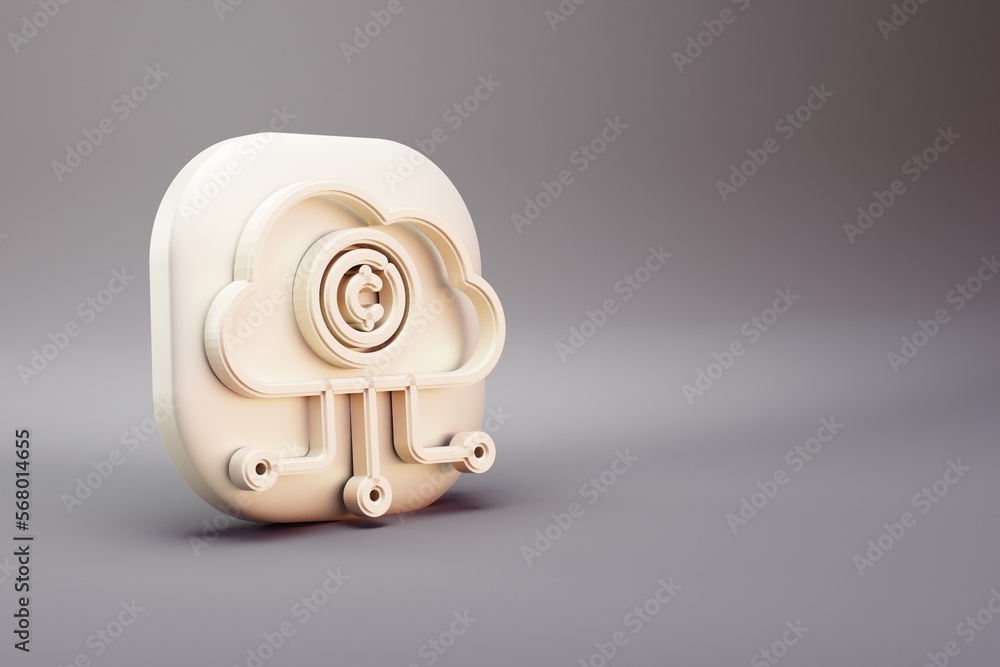 Poster beautiful abstract illustrations blockchain coin cloud symbol icons on a wonderful background. 3d re