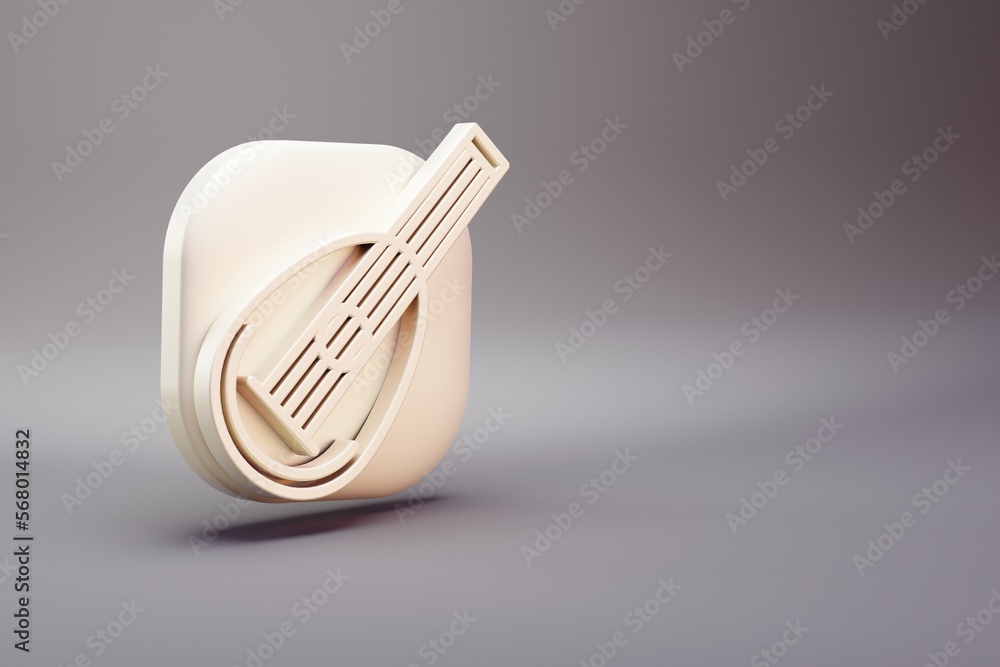 Aufkleber beautiful illustration musical instrument lined mandolin symbol icons on a bright pink background. 3