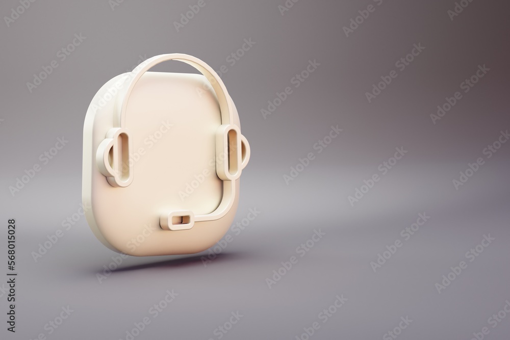Poster beautiful illustration musical instrument headphones with mic symbol icons on a bright pink backgrou