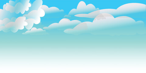 Fototapeta premium Blue sky with white fluffy cloud design vector