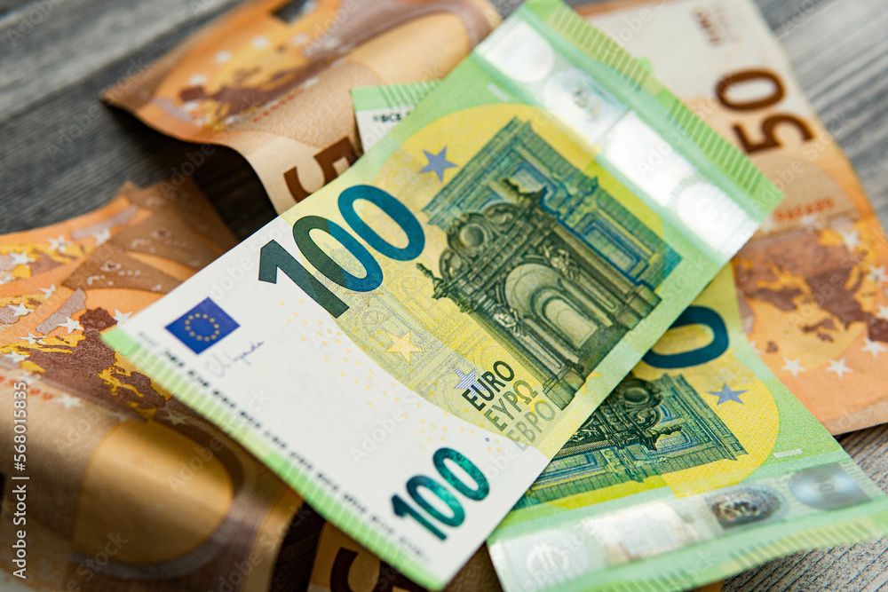 Canvas Prints euro money with different denominations